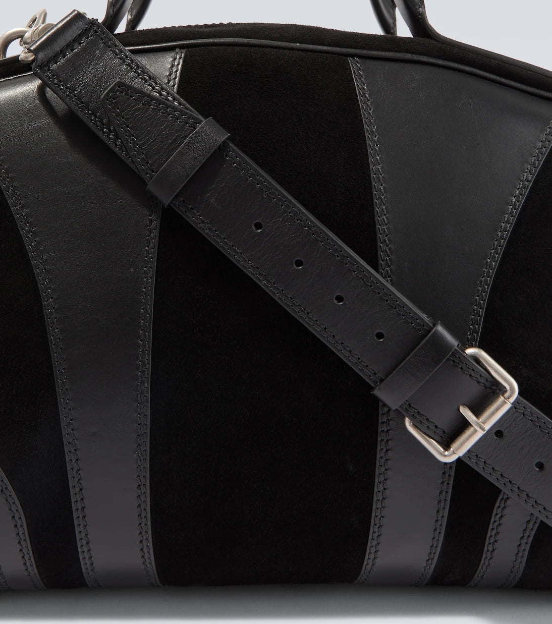Dries Van Noten - Leather-trimmed suede duffel bag