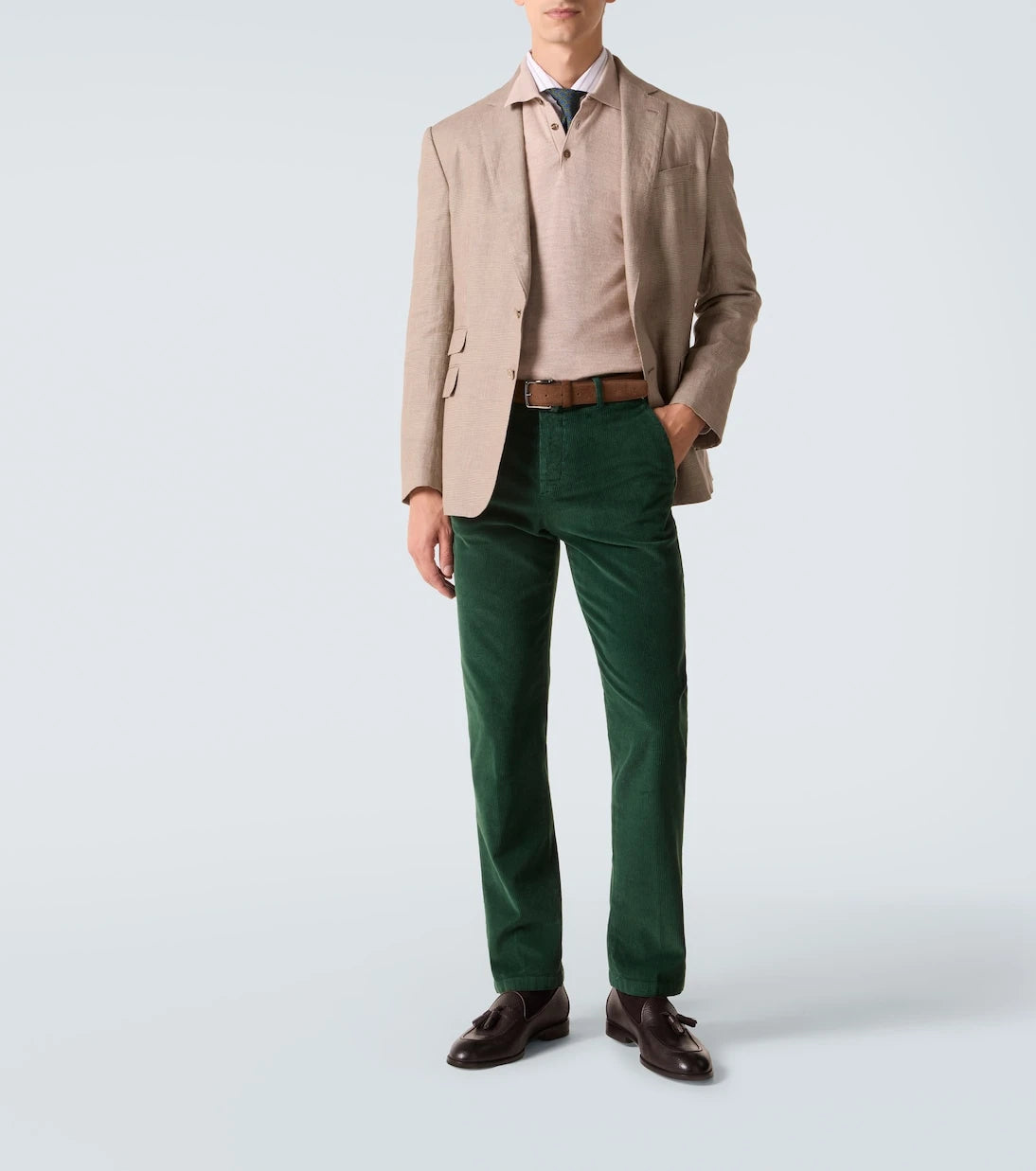 Kiton - بنطال نحيف من القطن المخلوط المخملي المضلع