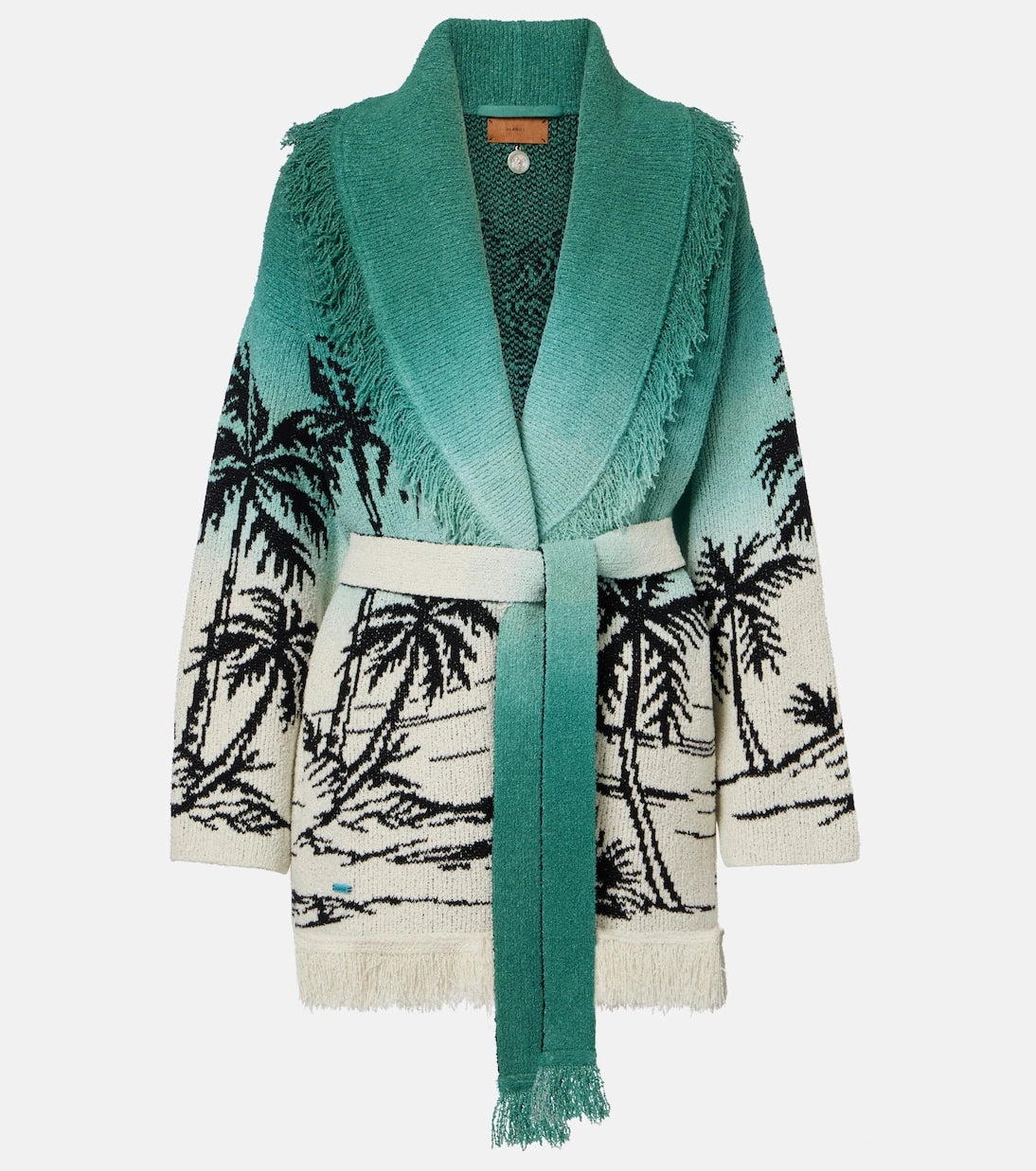 Alanui - Wave Bloom fringed cotton-blend jacquard cardigan