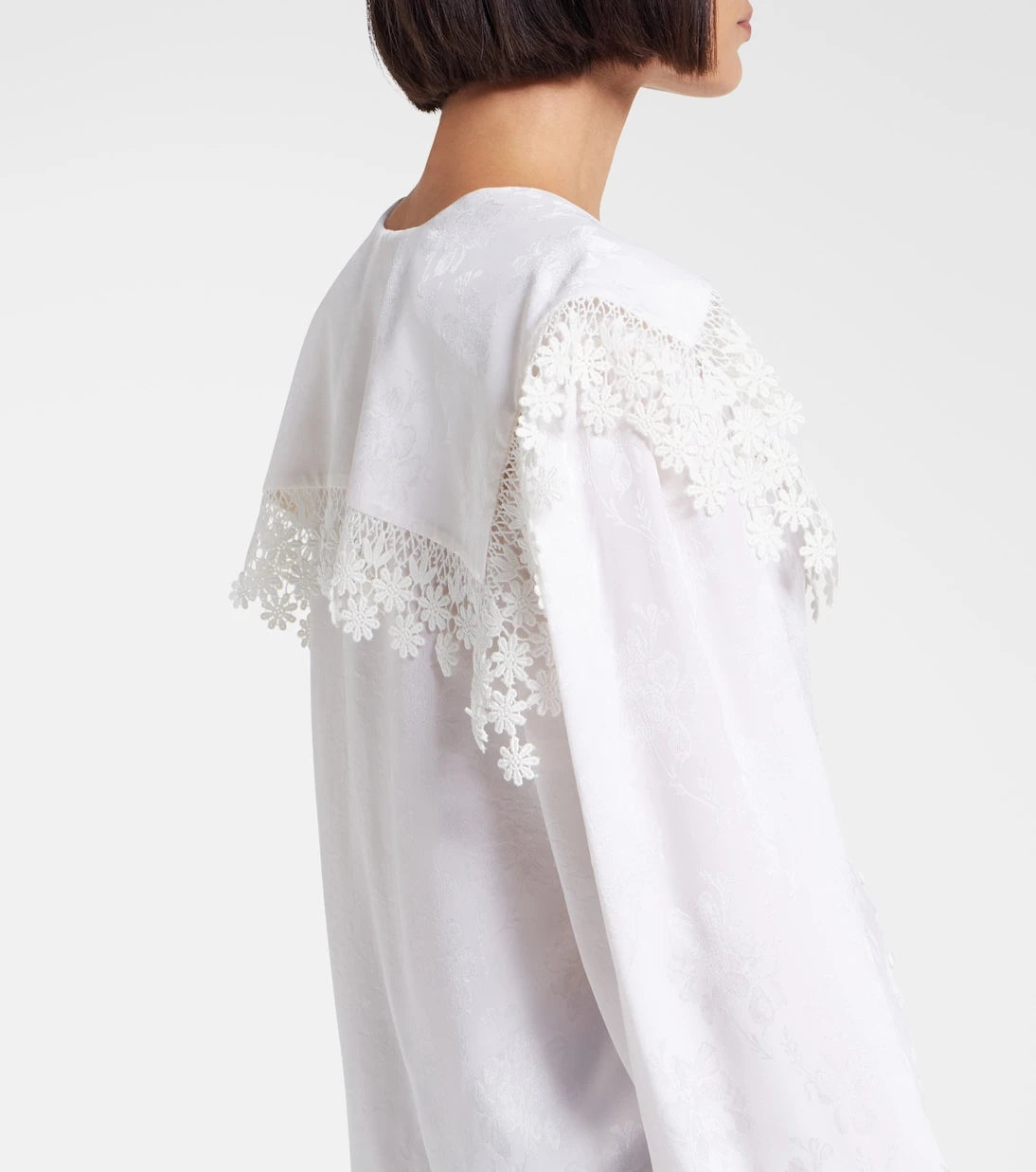 Chloé - Lace-trimmed floral jacquard silk blouse