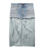 Balenciaga Navy Ripped Off Denim Midi Skirt