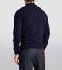 Navy Cashmere Zip-Up Sweater