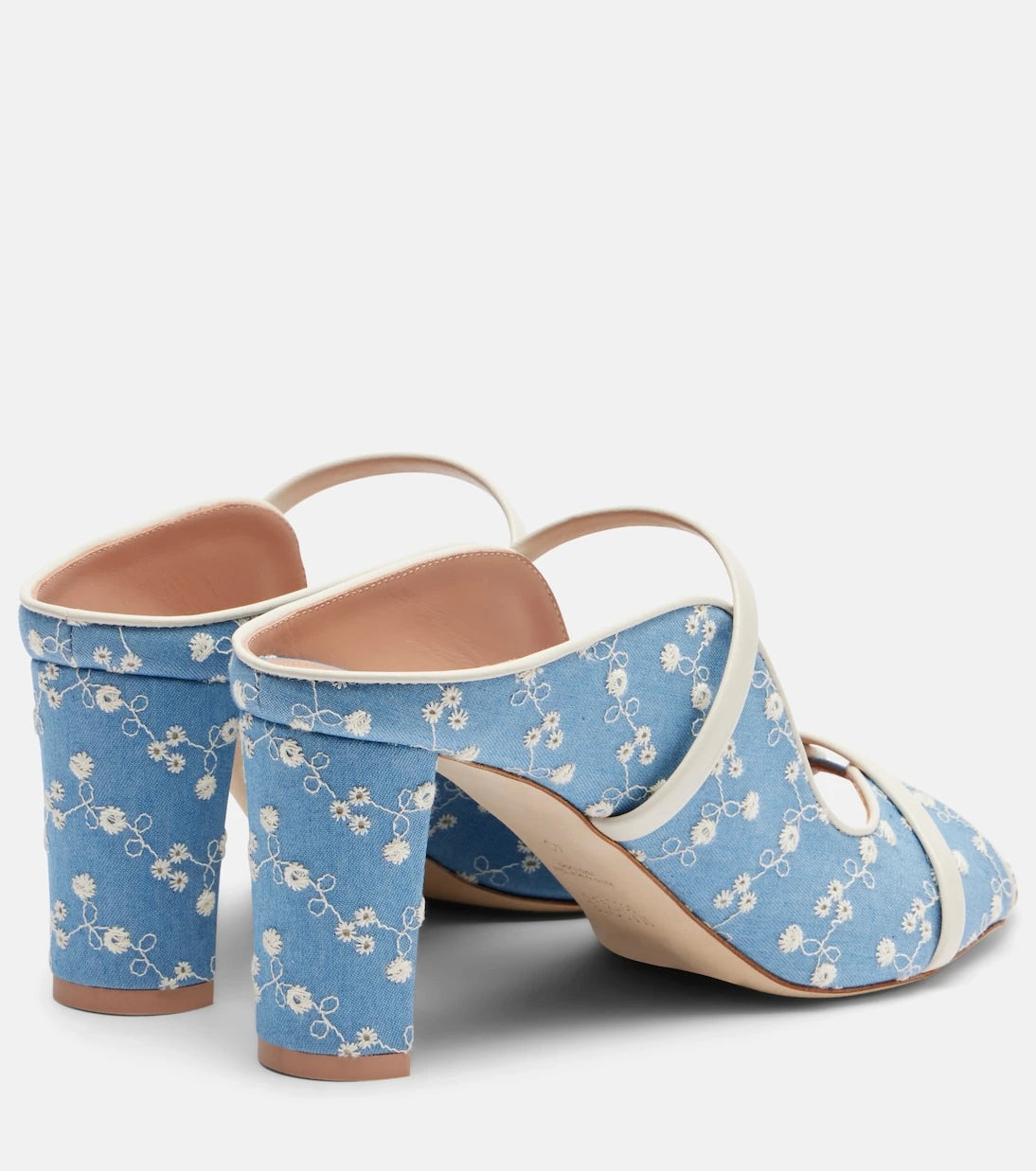 Malone Souliers - Norah 70 leather-trimmed denim mules