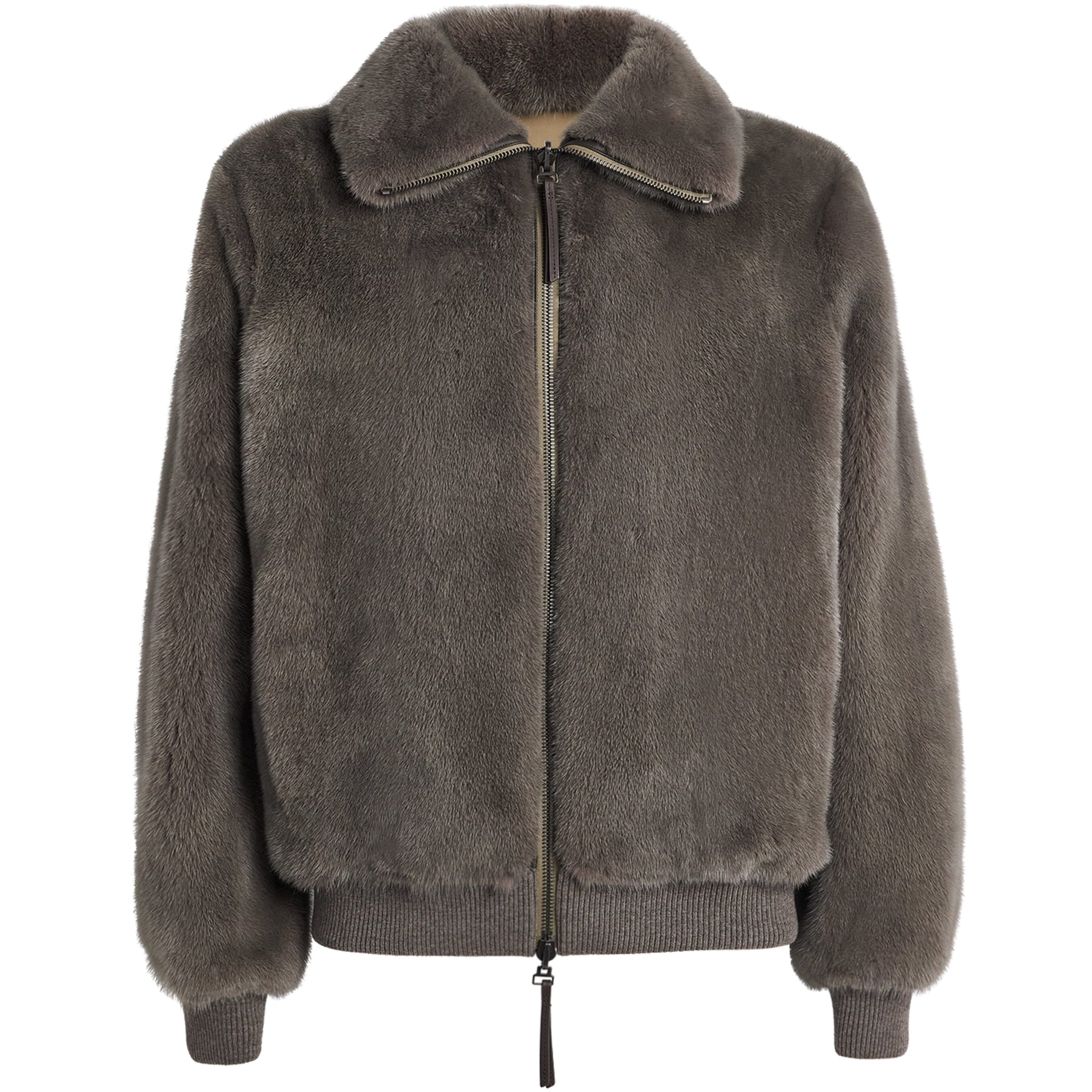 Yves Salomon Brown Mink Bomber Jacket