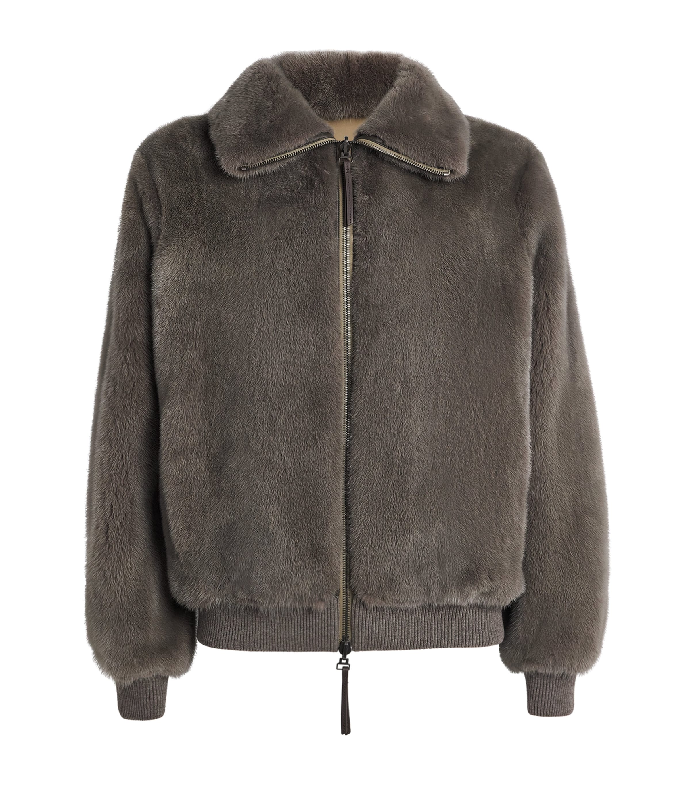Yves Salomon Brown Mink Bomber Jacket
