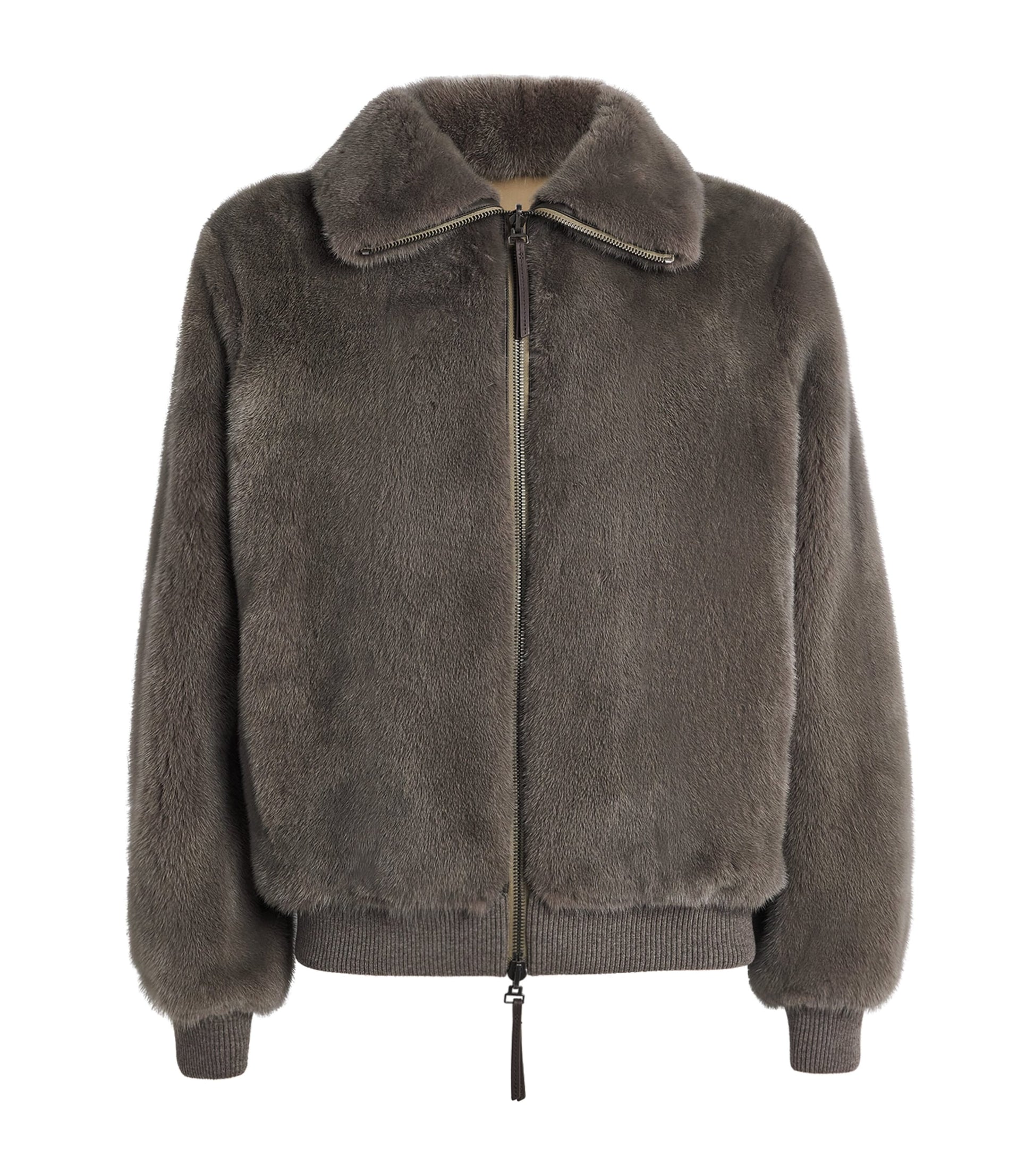 Yves Salomon Brown Mink Bomber Jacket