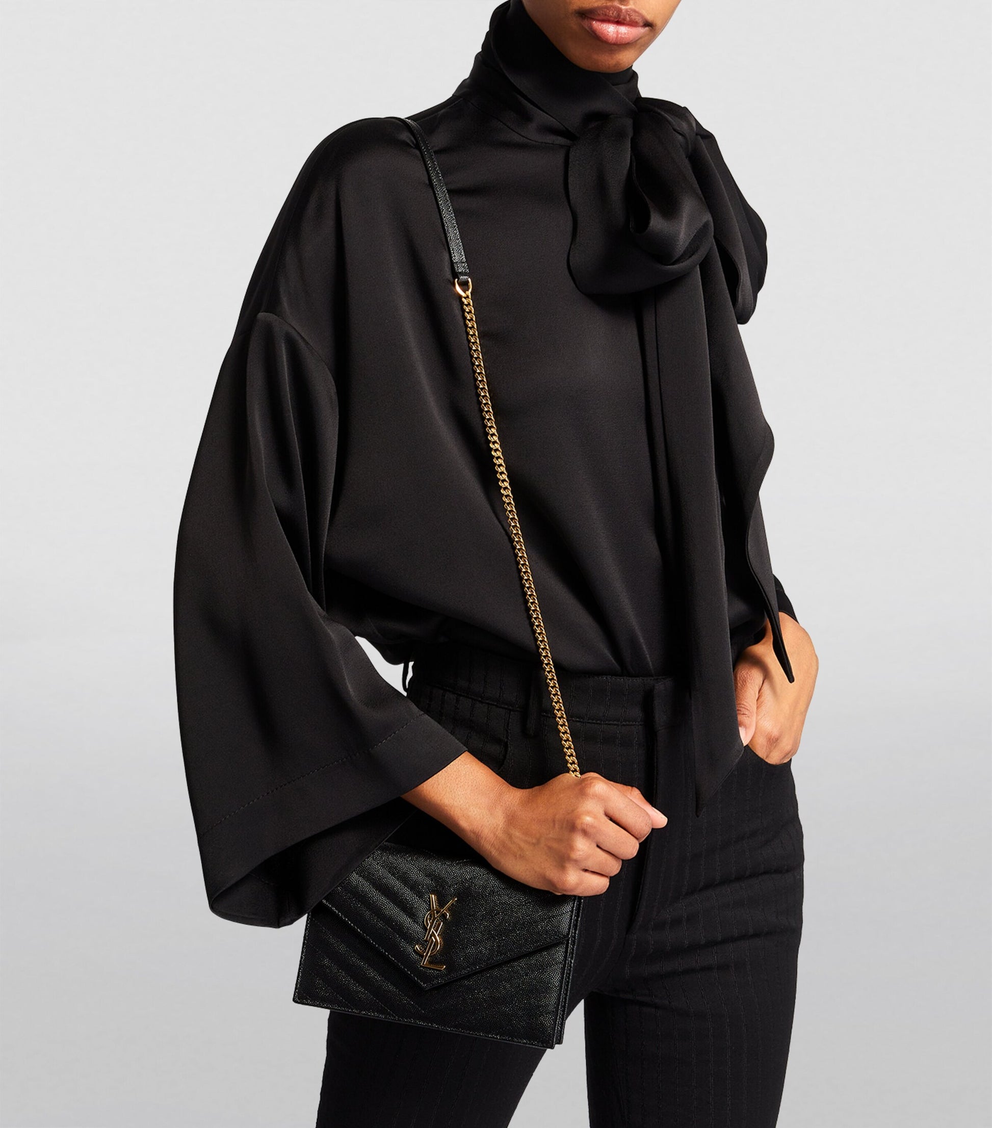 Saint Laurent Black Small Envelope Clutch Bag