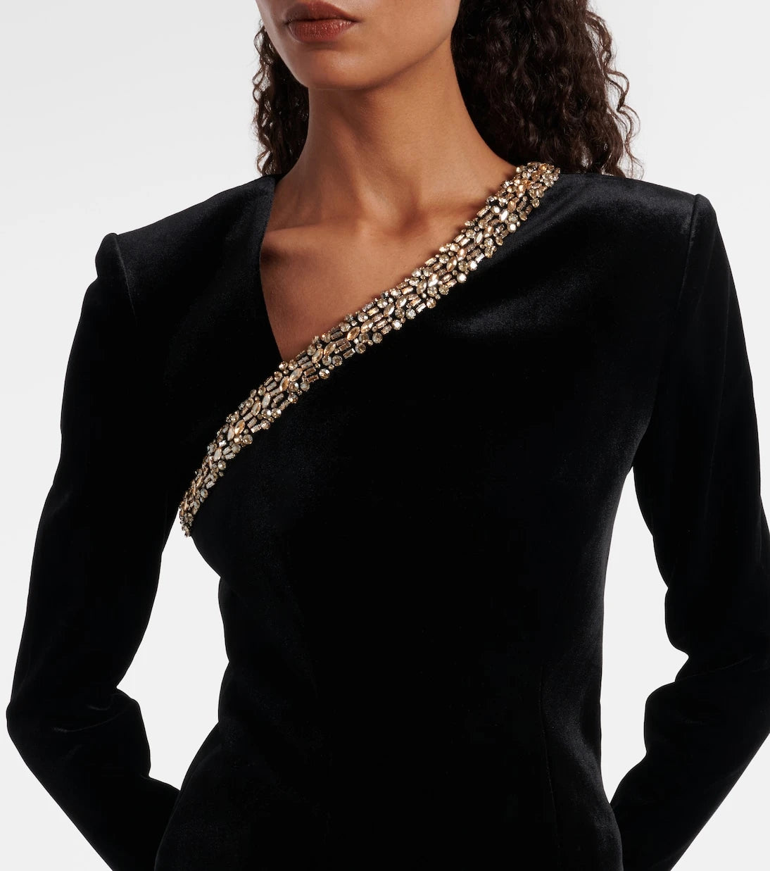 Roland Mouret - Asymmetric embellished velvet top