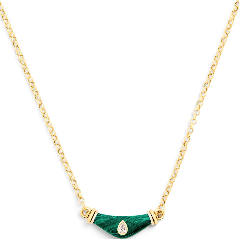 Yellow Gold, Diamond and Malachite Karma N*93 Necklace