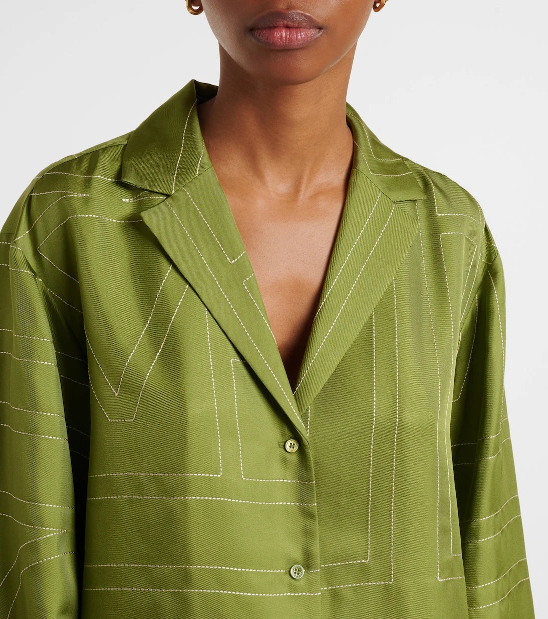 Toteme - Monogram silk twill pajama shirt