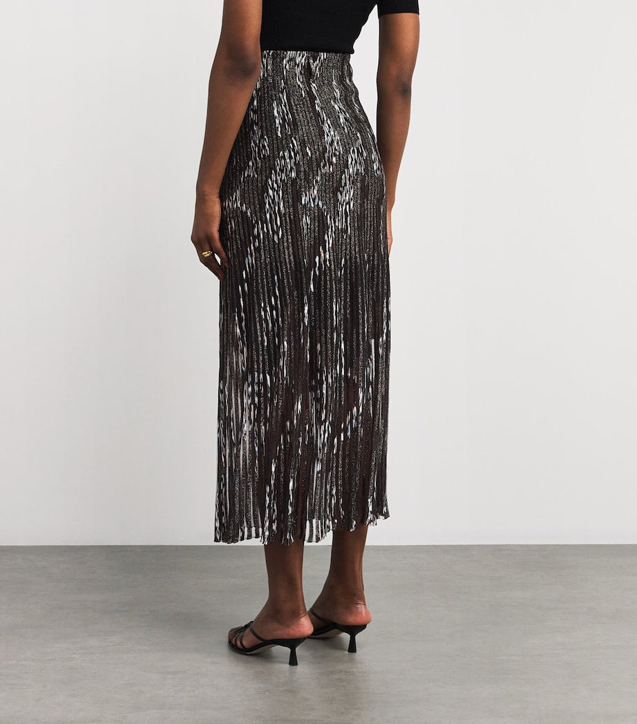 Metallic Pleated Maxi Skirt