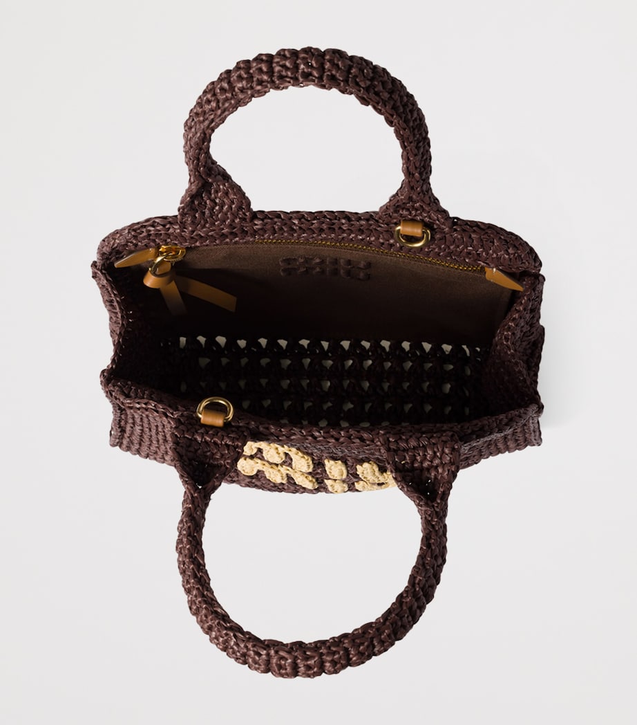 Miu Miu Brown Raffia-Effect Woven Tote Bag