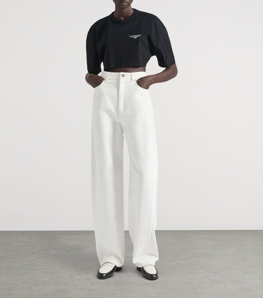 Givenchy Black Cotton Cropped Cocoon T-Shirt