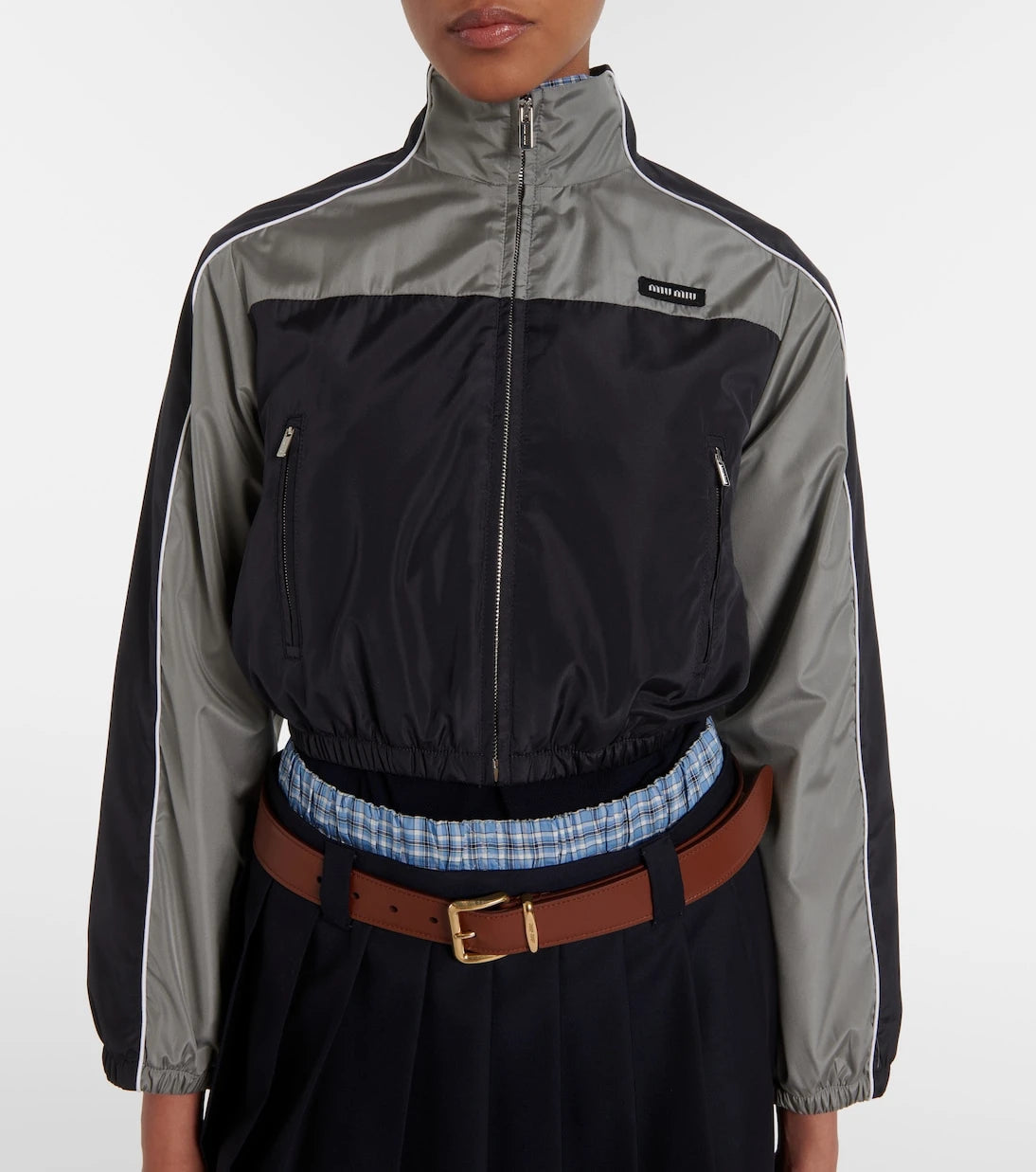 Miu Miu - Technical cropped track jacket