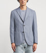 Eleventy Blue Wool-Silk-Cashmere Stripe Blazer