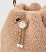Jimmy Choo Beige Bon Bon Shearling Top-Handle Bag
