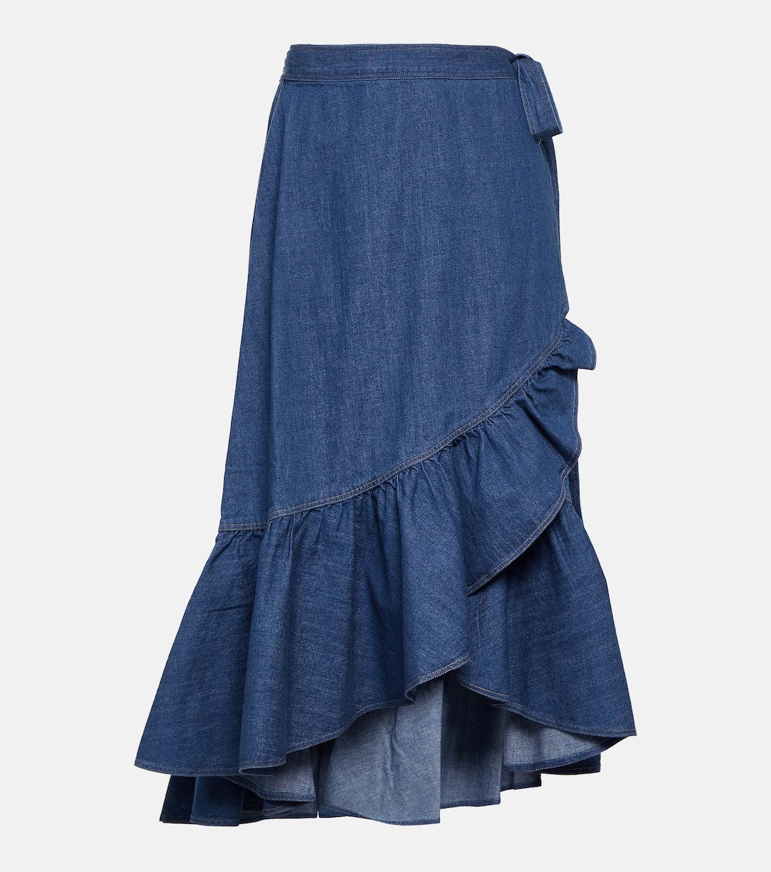Polo Ralph Lauren - Ruffled cotton chambray wrap skirt