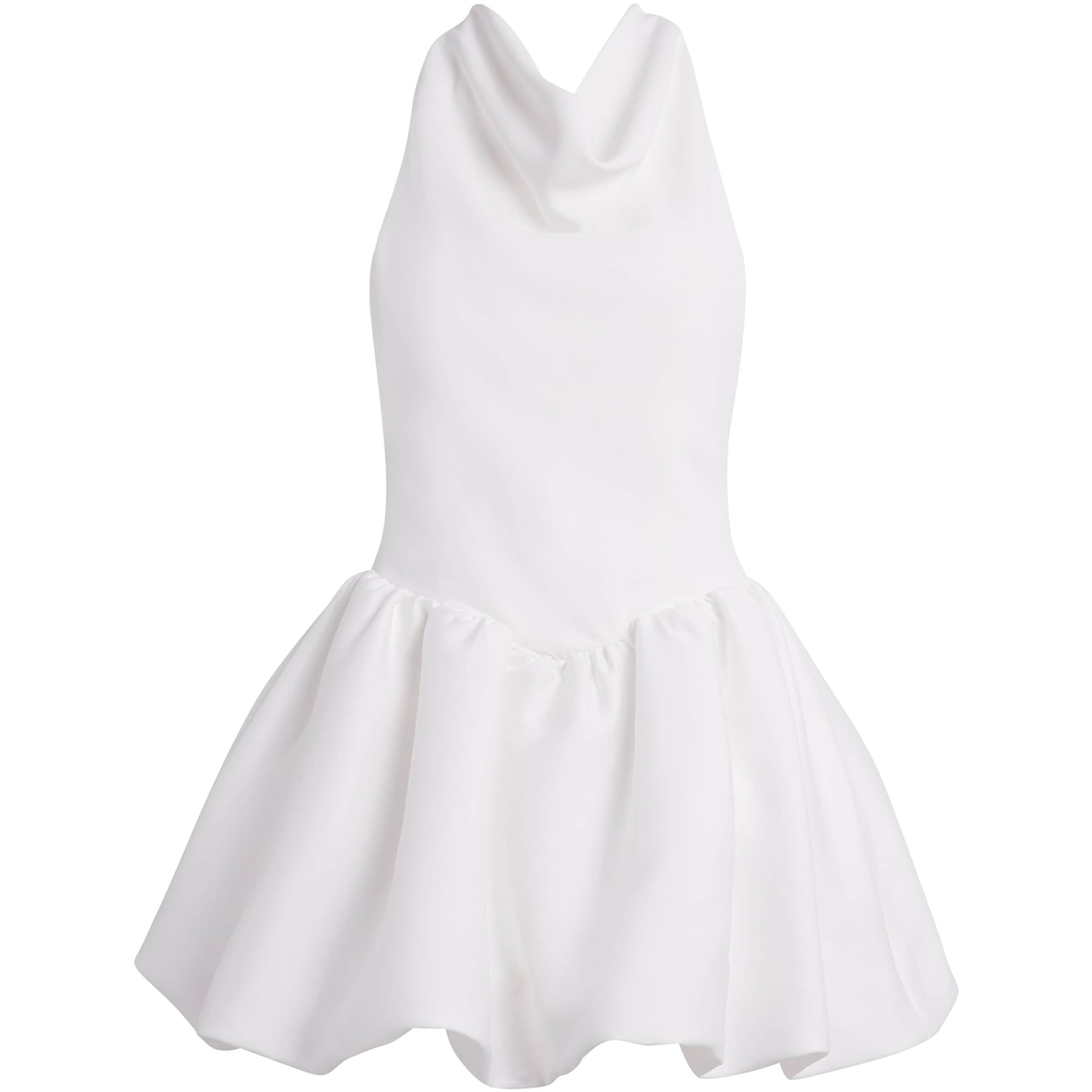 Self-Portrait White Crepe Halterneck Mini Dress