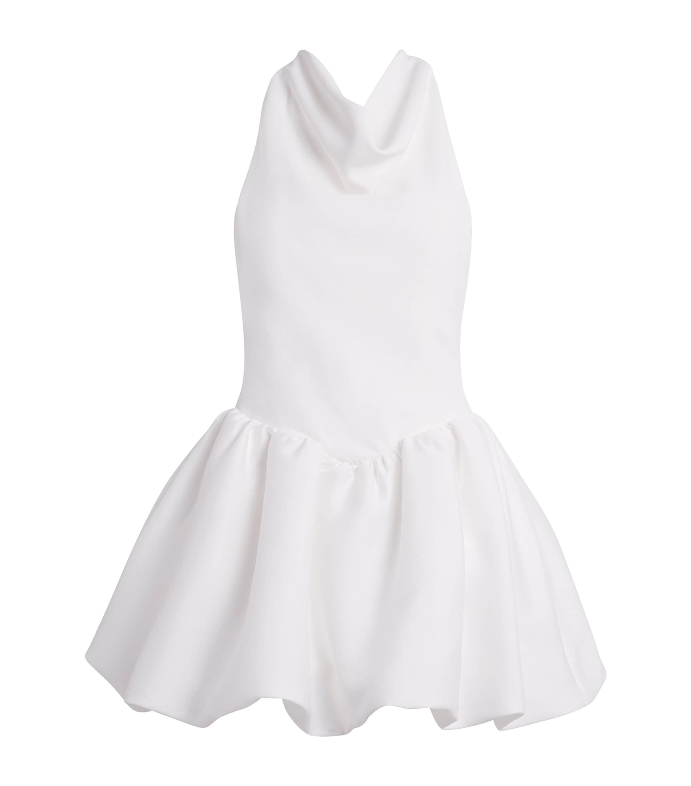 Self-Portrait White Crepe Halterneck Mini Dress