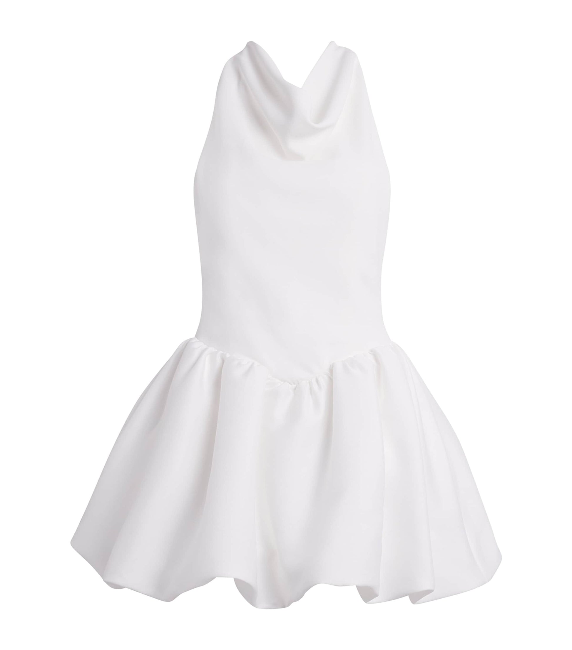 Self-Portrait White Crepe Halterneck Mini Dress