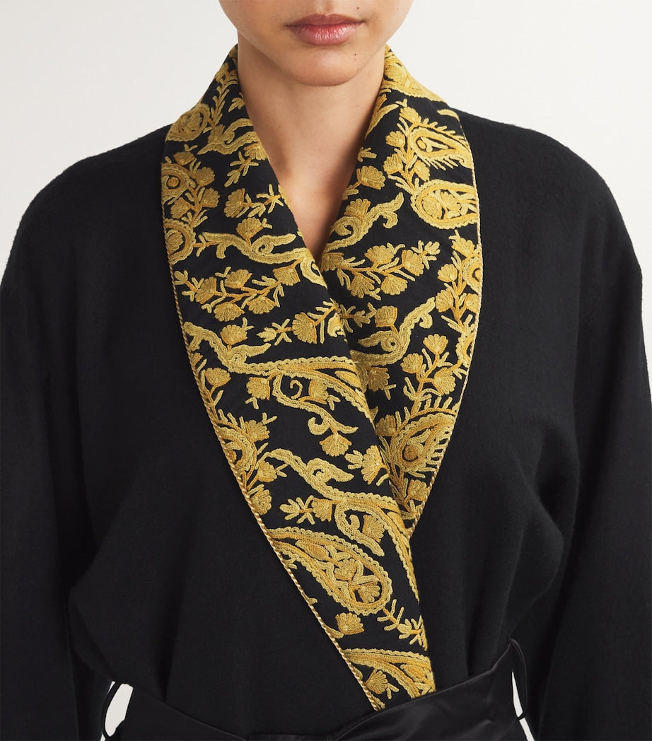 Black Cashmere Queen Smoking Jacket
