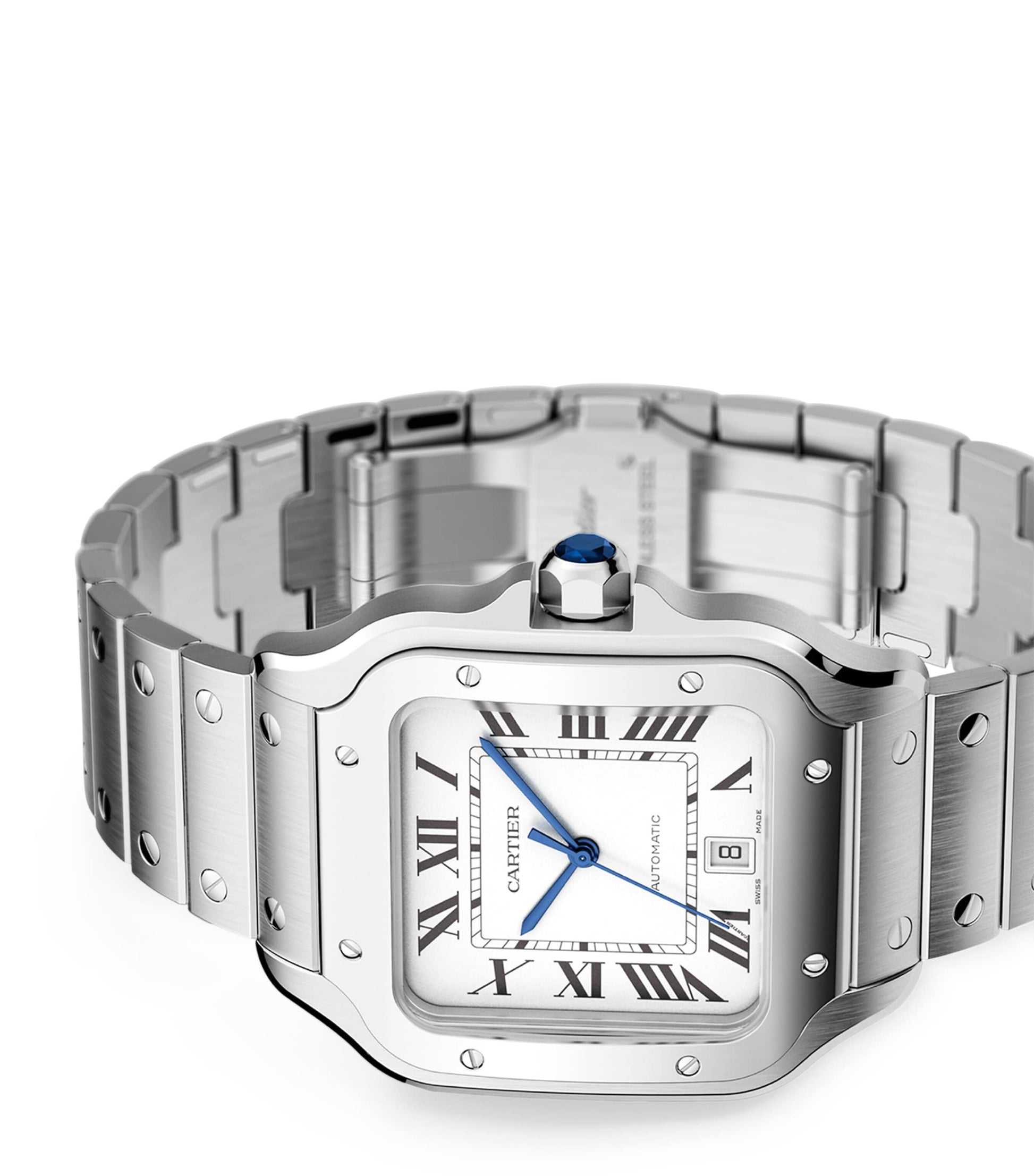 Large Steel Santos de Cartier Watch 39.8mm