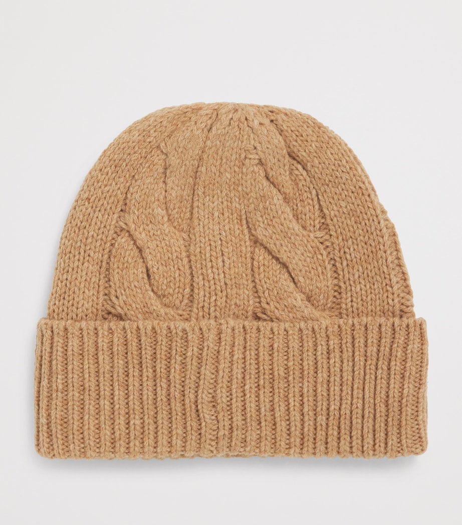 Brown Wool-Blend Polo Bear Beanie