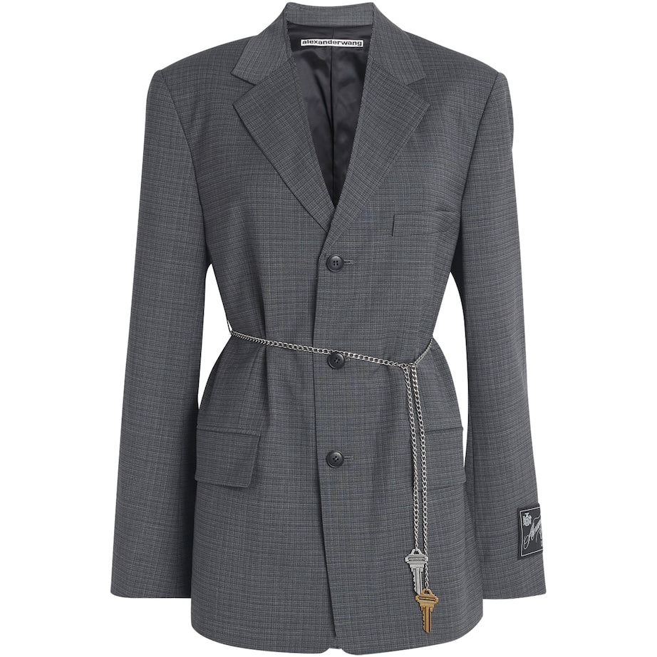 Wool-Blend Chain-Detail Blazer