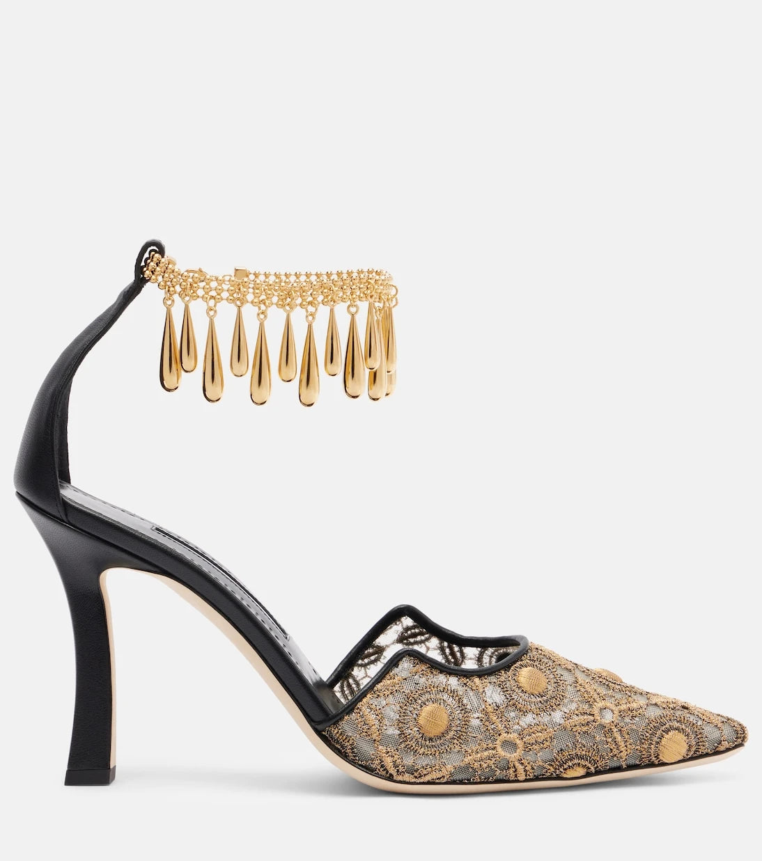 Manolo Blahnik - حذاء هارنيكوس 105 بكعب عالٍ من الدانتيل المزيّن بالجلد