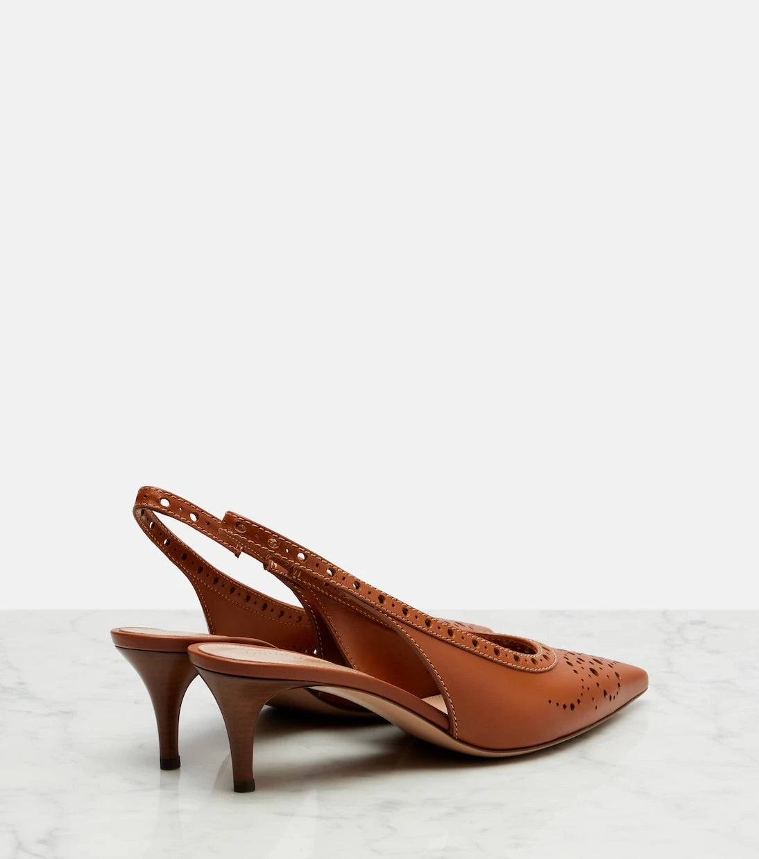 Gianvito Rossi - Perforated leather slingback pumps
