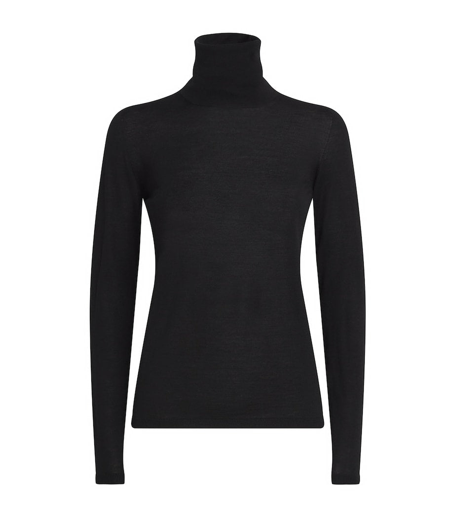 Max Mara Black Virgin Wool Turtleneck Sweater
