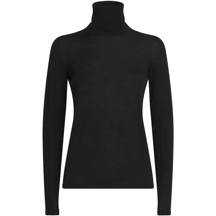 Max Mara Black Virgin Wool Turtleneck Sweater
