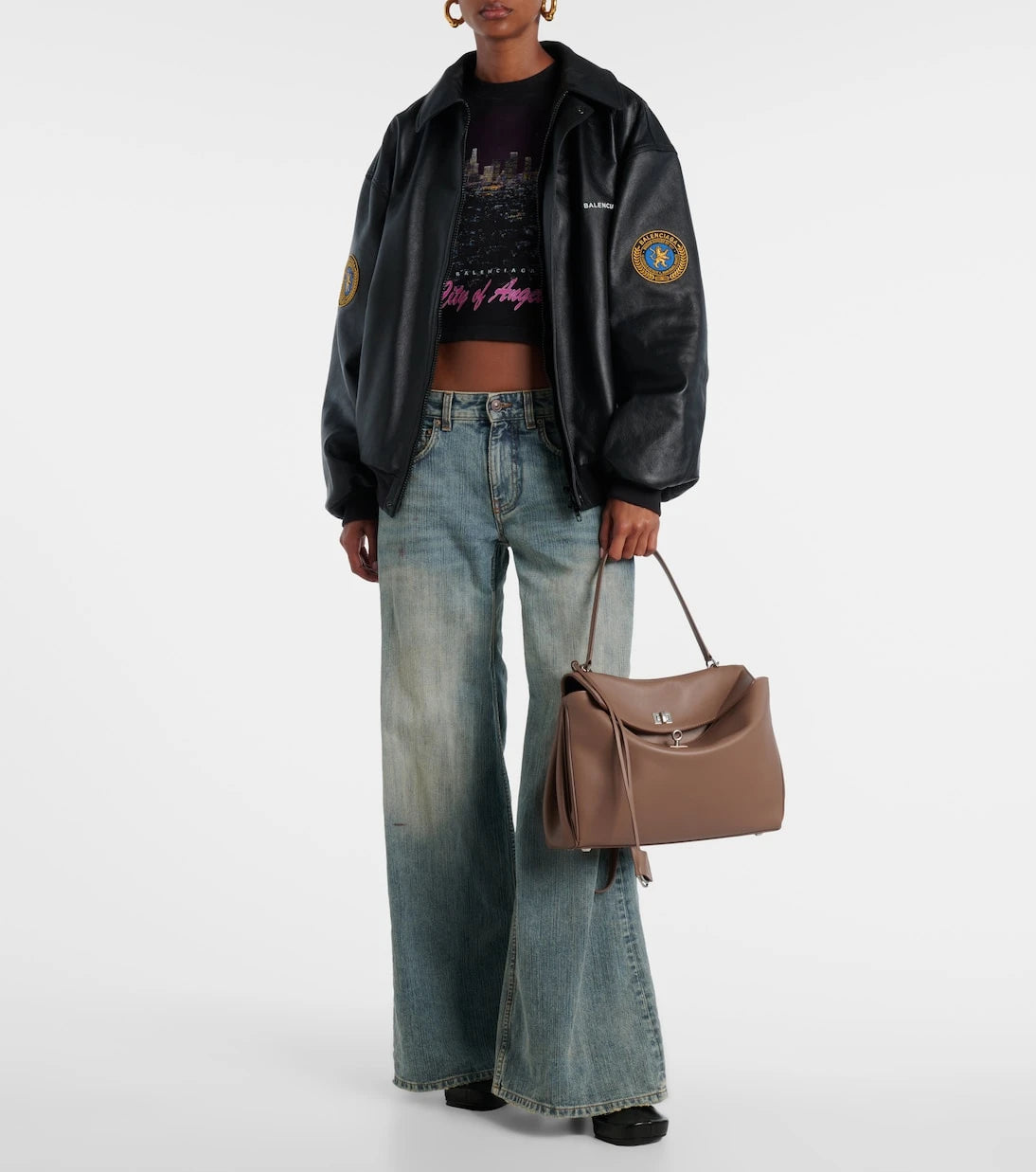 Balenciaga - حقيبة روديو توتس متوسطة من الجلد