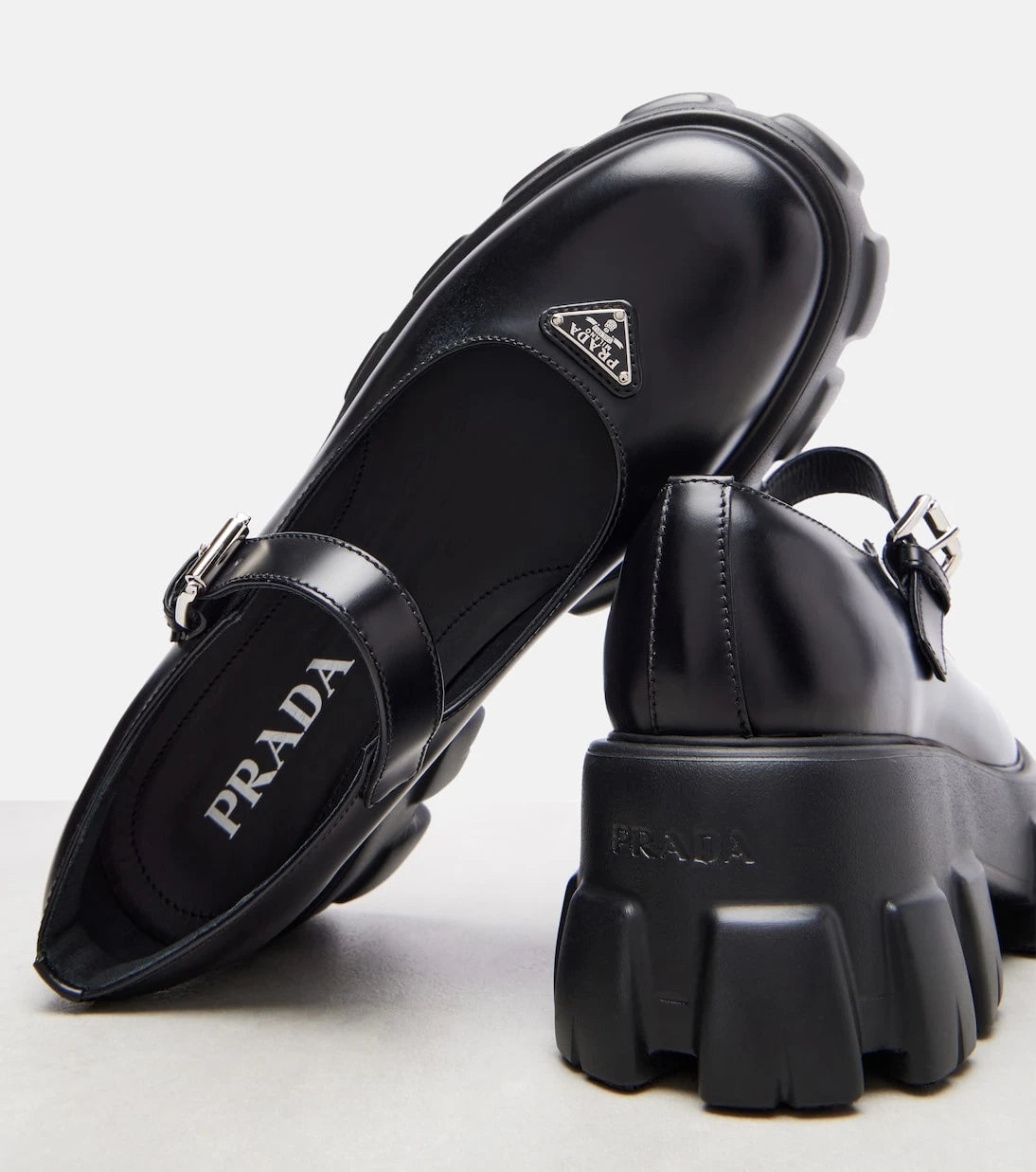 Prada - Monolith leather Mary Jane flats