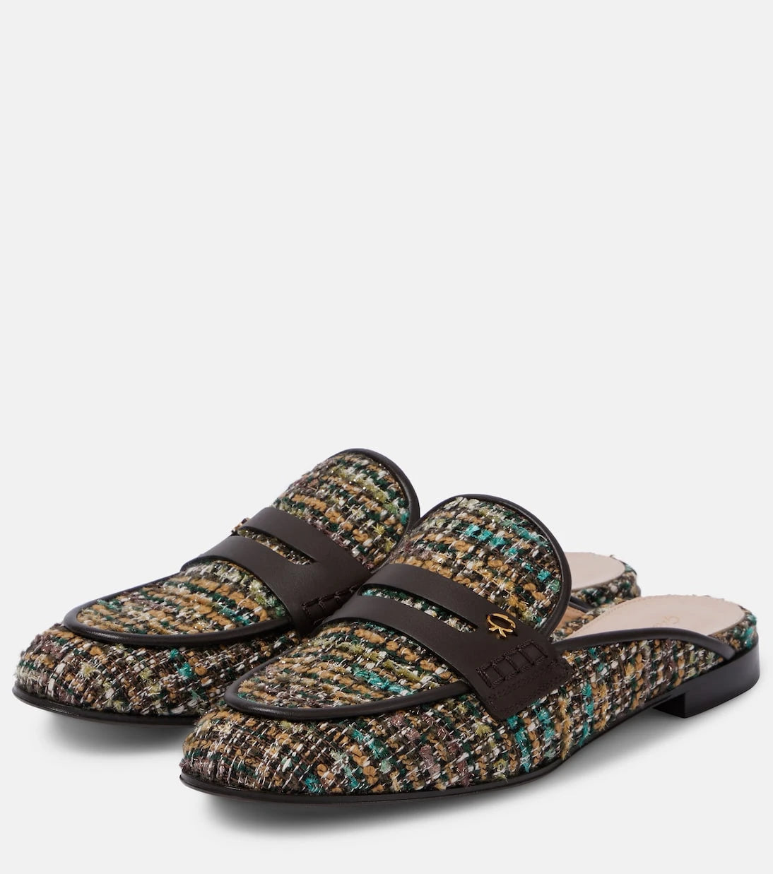 Gianvito Rossi - Leather-trimmed bouclé mules