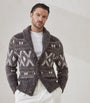 Brown Alpaca-Virgin Wool-Cashmere Jacquard Cardigan