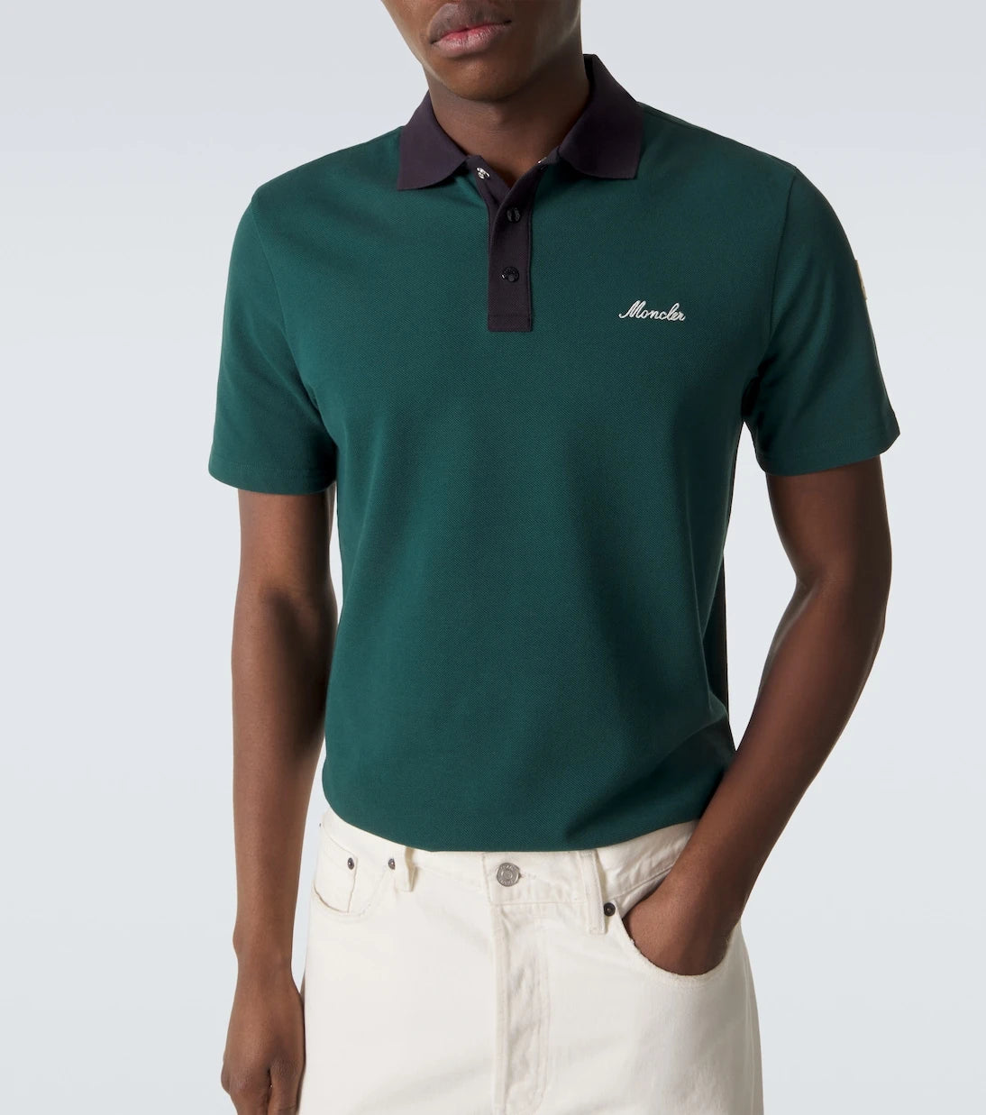 Moncler - Embroidered cotton piqué polo shirt