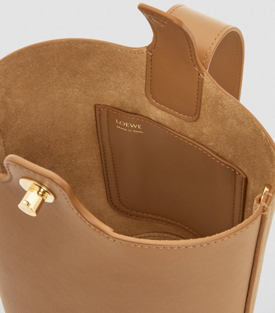 LOEWE Brown Mini Leather Pebble Bucket Bag