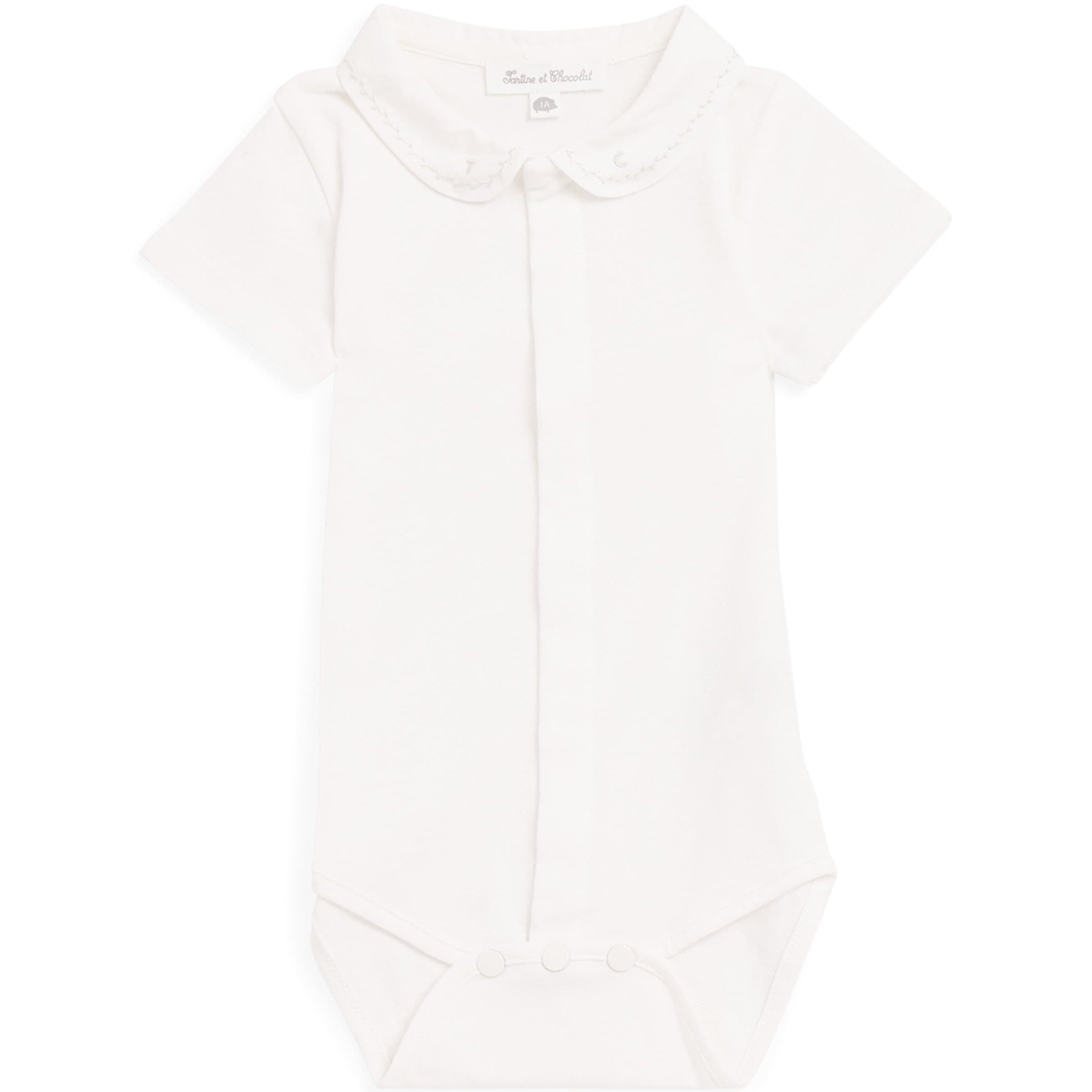 Cotton Peter Pan Collar Bodysuit (1-9 Months) 62BEIGE FONCÉ