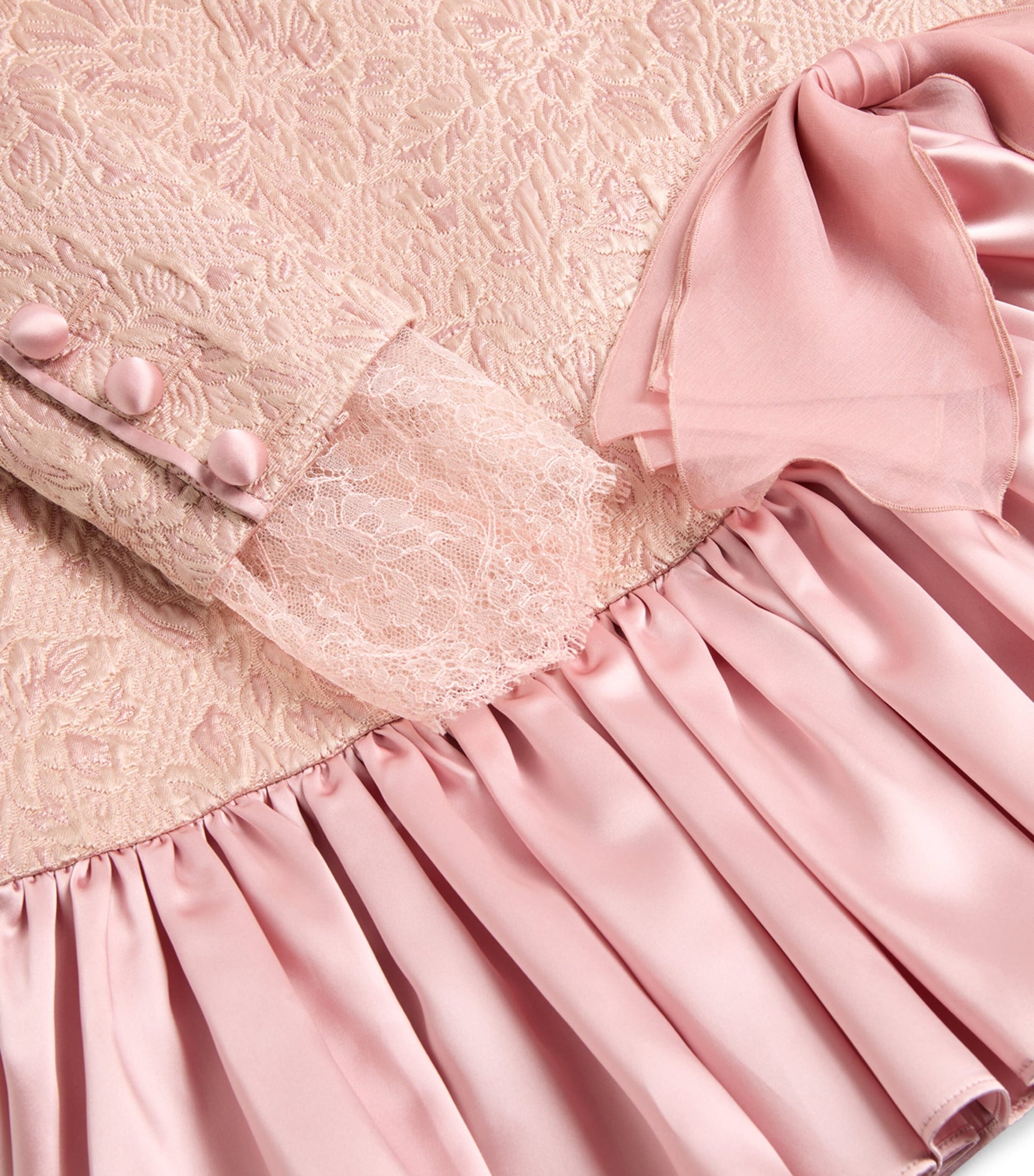 Valentino Pink Wool-Blend Floral Matelassé Mini Dress