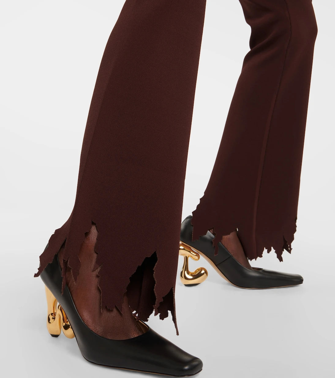 JW Anderson - Ribbed-knit distressed slim pants