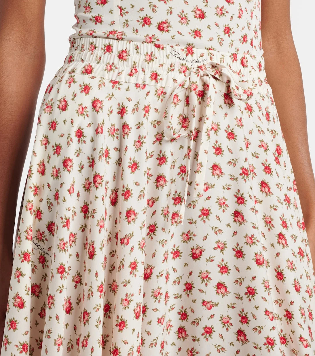 Dolce&Gabbana - Floral silk and cotton-blend charmeuse top