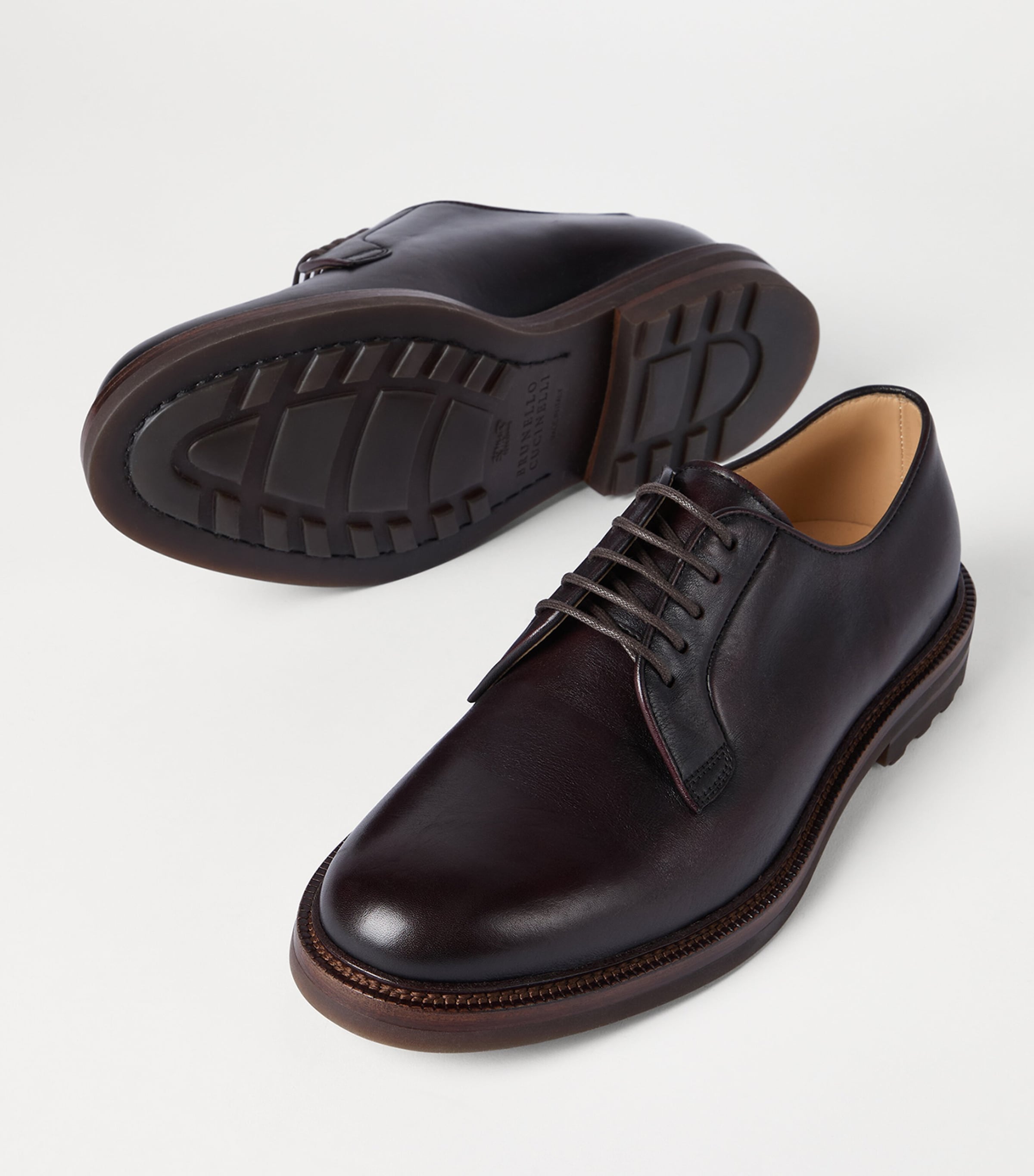 Brunello Cucinelli Burnished Calfskin Derby Shoes