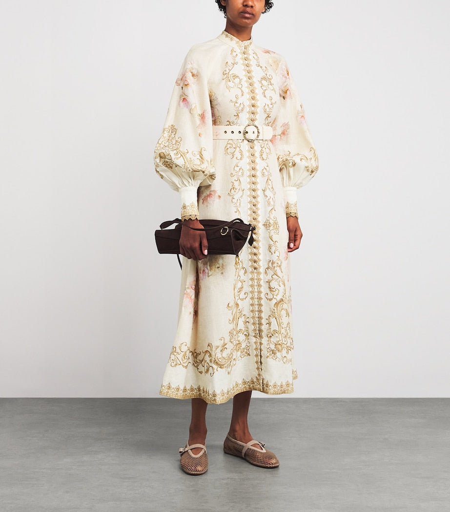 Ivory Linen Hypnotic Midi Dress