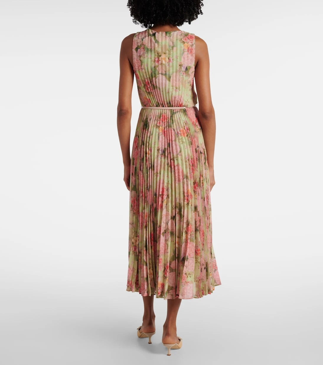 Max Mara - Floral plissé georgette midi dress