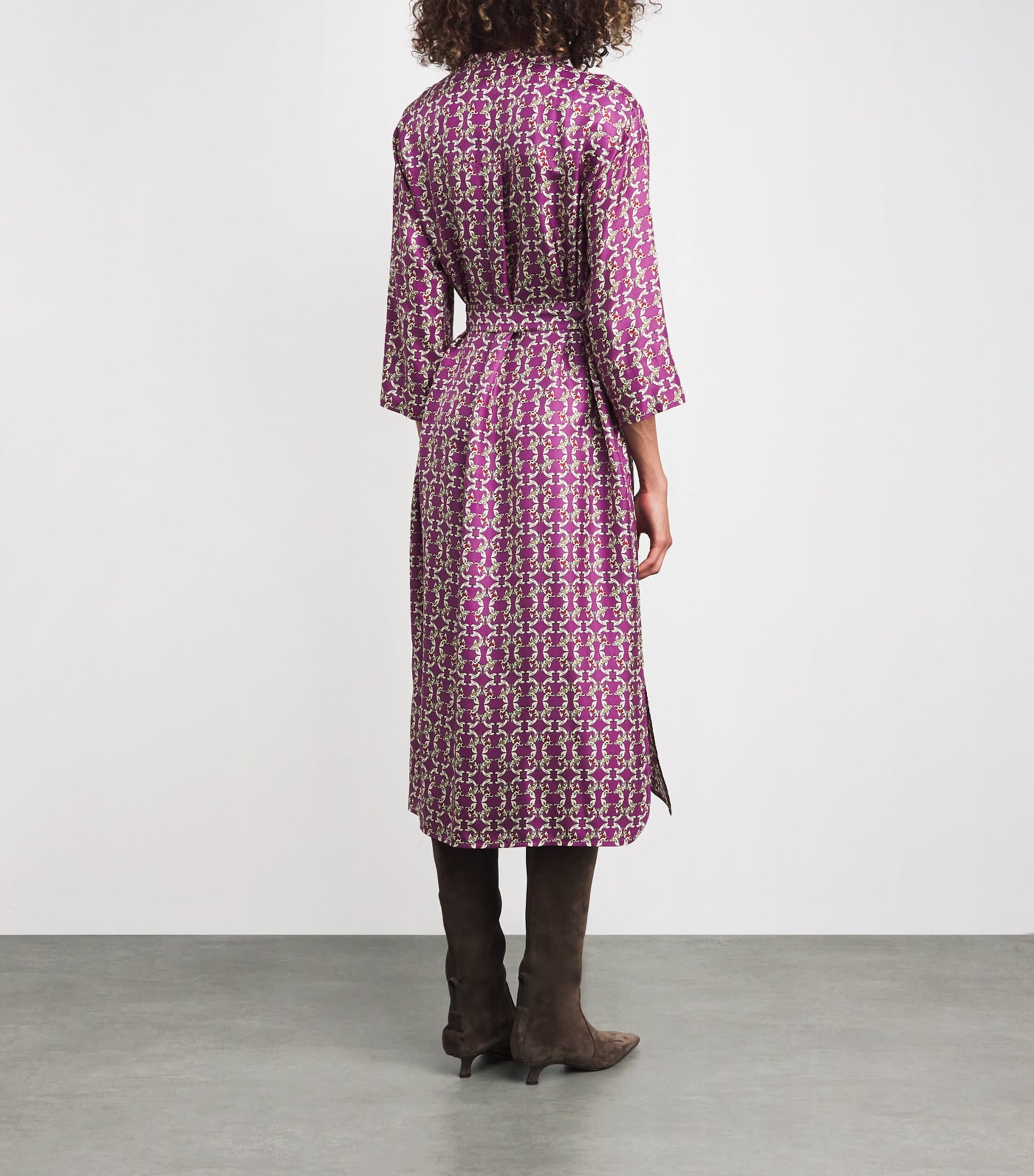 Max Mara Purple Silk Printed Midi Caftan Dress