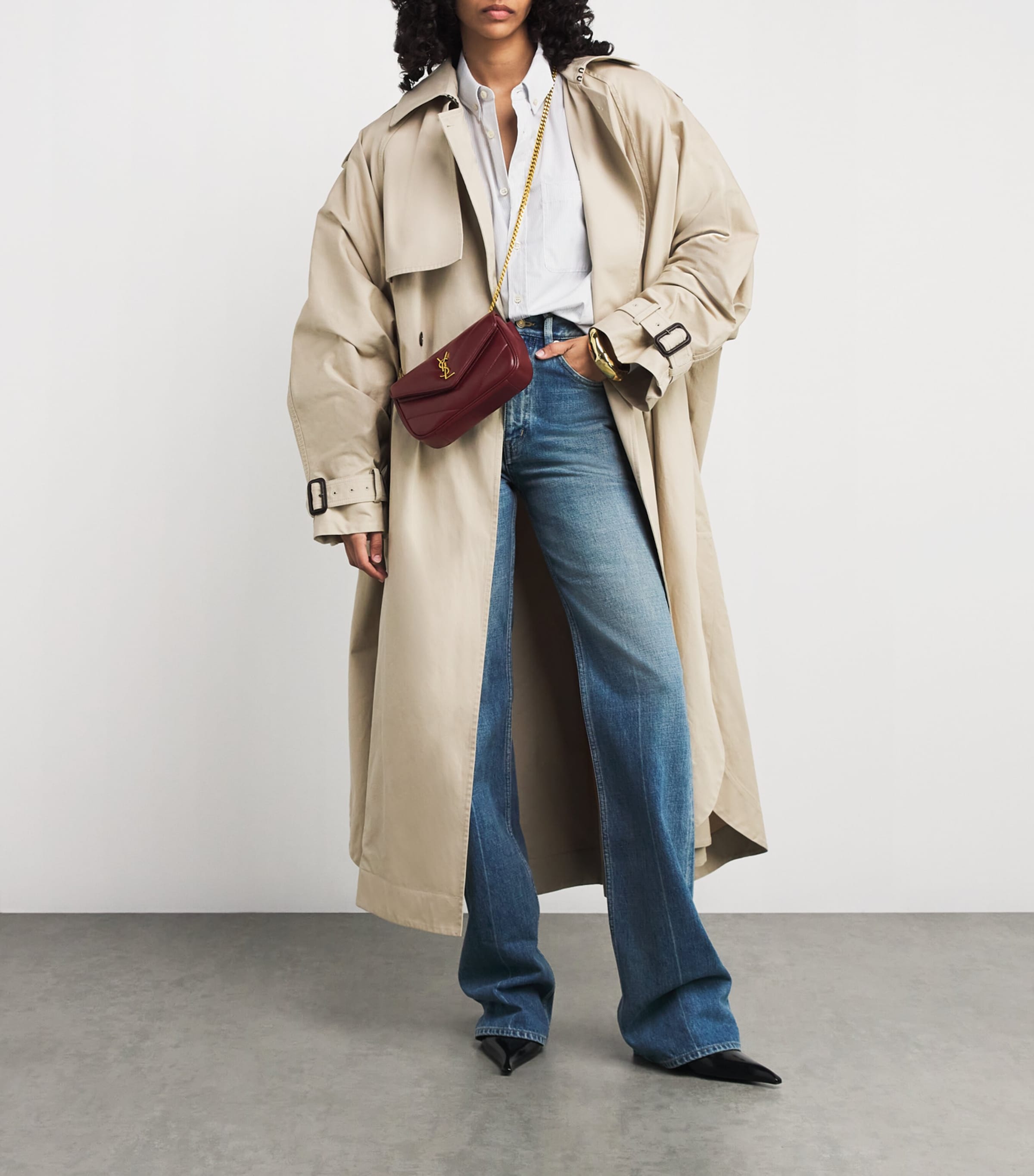 Saint Laurent Burgundy Mini Loulou Shoulder Bag