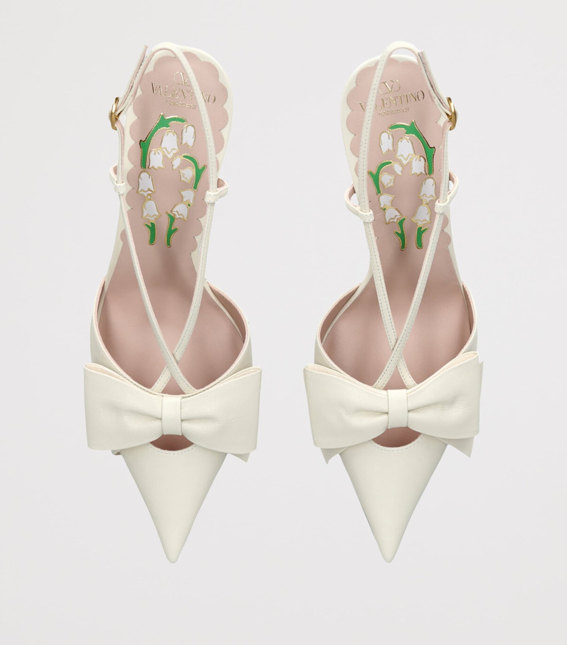 Valentino Garavani Beige Leather Bow-Detail Bowow Pumps 85