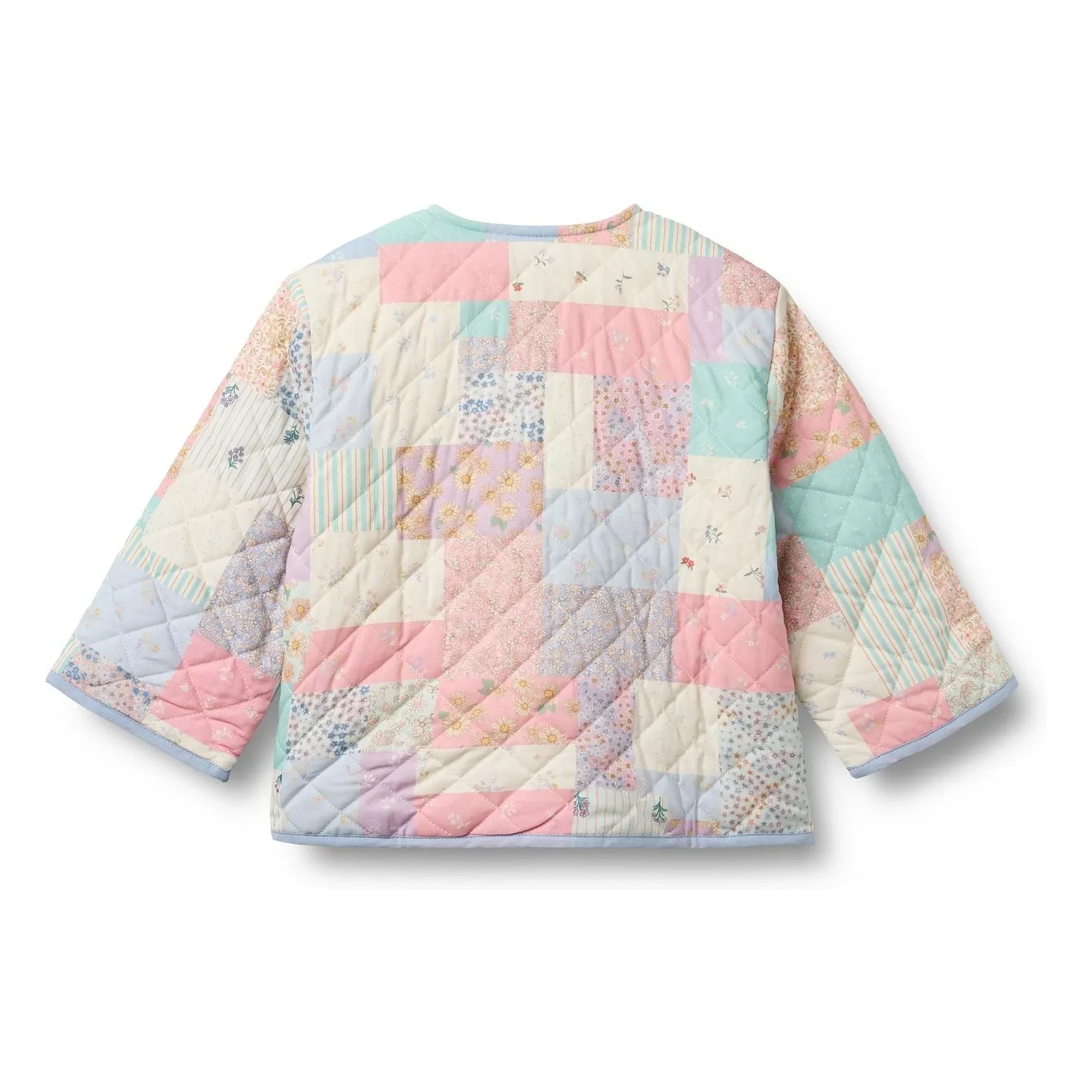 Wheat - Inaja Patchwork Organic Cotton Quilted Jacket | Pale blue
