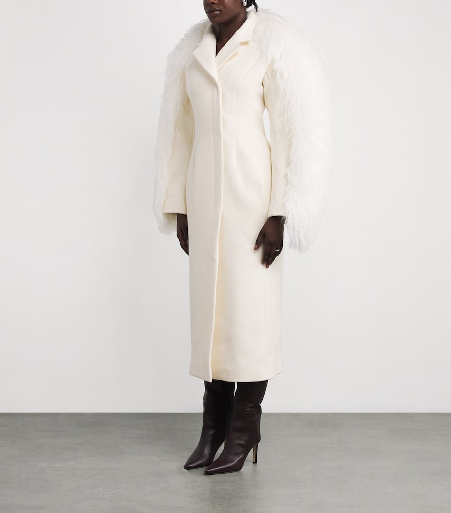 Virgin Wool Boa Coat 110 OFF-WHITE